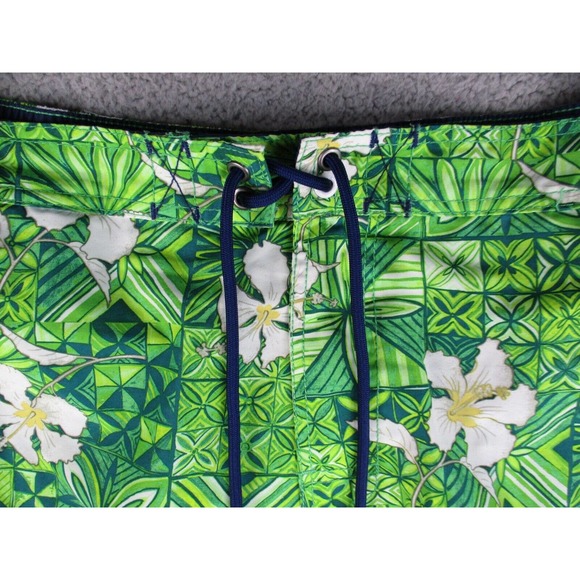 Tommy Bahama Swim Trunks Mens Large Green Floral Mesh Lined Pockets - Picture 2 of 12